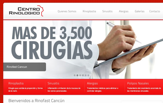 Diseño de pagina de internet para Rinofast Cancun, mas de 3,500 cirugias de nariz exitosas.