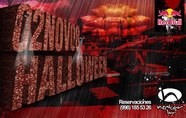Red Bull - Propuesta grafica para poster de fiestas de Halloween en Cancun