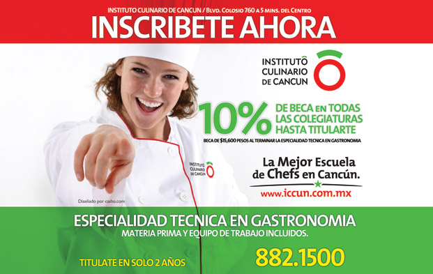 Manejo de medios de la campaña de inscripciones de escuelas de chefs en Cancun.