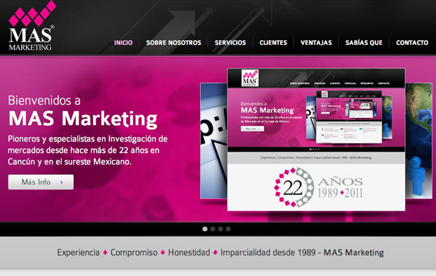 Desarrollo de pagina de Internet para agencias de publicidad en Cancun.