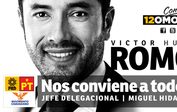 Concepto y diseño de imagen, slogan y elementos de campaña para delegados en el DF, Mexico